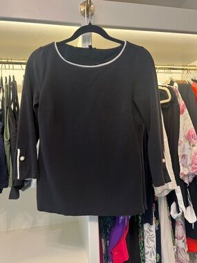 Talbots black pearl button top XS